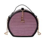 Fashion Round Messenger Handbags Women Alligator PU Leather Small Chain Circle Purse Zipper Shoulder Crossbody Bags