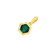 9ct Gold Created Emerald Hexagon Bezel Pendant in Green
