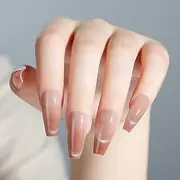 [Nicedeco] Cat Eye Press On Nails - Full Cover Nail Tips Soft Gel Nail Tips False Nail Tips Kit 25-30 pieces - 004
