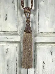 Pair 2 pieces Curtain Tie Backs - 30cm Tassel - Purple / Gold