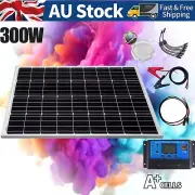 300W Solar Panel Complete Kit 12V Mono PWM Controller Caravan Battery Charging