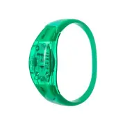 4 Green LED Sound Activated Bracelets Light Up Flashing Voice Control Ribbon