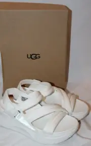 NIB WOMENS US 9 UGG LA SUN SANDAL STRETCHY 2" PLATFORM SPORTY WHITE