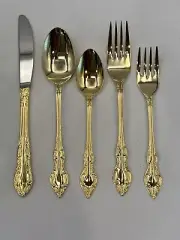 Oneida 1984 Golden Natchez 20 Piece Flatware Service For 4 Gold Electroplate NOS
