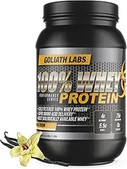 ⧫ Goliath Labs 100% Whey Protein Powder Isolate/Blend | Fast-Absorbing Workout Supplements for Men and Women | 25g of Pure Protein and 5.5g of BCAAs in Each Serv | Vanilla, 5 lbs, 68 Servings