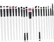 Mikinona 20PCS Portable Eye Makeup Brush Set Eyeliner Eyeshadow and Eyelash Brushes with Durable Plastic Handles for Effortless Makeup Application White and Black
