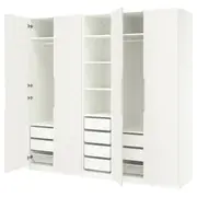 PAX / TONSTAD wardrobe combination, white/off-white, 250x60x236 cm