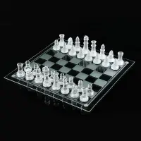 在飛比找Yahoo!奇摩拍賣優惠-現貨：普通玻璃西洋棋 透明象棋 大中小號 galss che