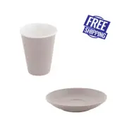 6x Latte Cup & Saucer Stone Grey 200mL Bevande Coffee Cups Hot Chocolate