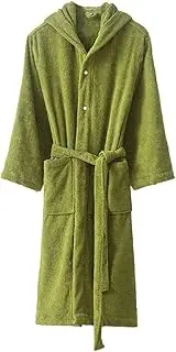 [XUEMML] Soft & Absorbent Towel Robe, 100% Cotton Terry Cloth Bathrobes for Women(Green B,M)