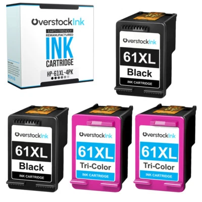 4PK 61XL 61 XL Ink Cartridges for HP DeskJet 2540, HP ENVY 5536, OfficeJet 2624