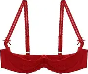 [GRRKDFQ] Women's Pyjama Sets Open Cup Lace Bra Underwire