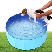 Dog Pool, Cats Swimming Pool, 32x8 Inches Folding PVC Wading Pool for Cats and Kids Pet Puppy Bathing Tub for Kids