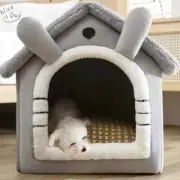 Pet House Fluffy Indoor Semi-Enclosed Bed for Dogs and Cats Cozy GRAY