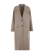 Prada Logo Printed Oversized-Fit Coat IT42,IT38 snow White