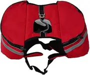 ibasenice Pet Dog Backpack for Hiking Portable Outdoor Breathable Red Oxford Material Side Pockets for Snacks Safety Reflective Band