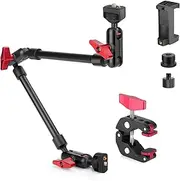 HEMMOTOP 22in Magic Arm with Clamp, Long Articulating Arm Camera Mount, Adjustable Phone Mount Holder 360° Rotation, Mic Arm for Microphone, LED Lights, for iPhone, Tripod, Desk, Table