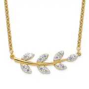 14k Yellow Gold 3/8 Ct. Lab Grown Diamond VS/SI+ G+ Branch with Leaves 18 inch Necklace