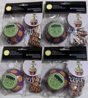 Wilton Halloween Pumpkin Monster Baking Cupcake Kit 96 Liners/Picks (4pks Of 24)