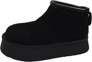 [SUNKOX] Women's Winter Snow Boots Classic Faux Fur Lined Slip On Ankle Ultra Mini Platform Boot Comfortable With Heel Zipper for Easy Wearing