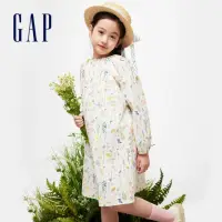 在飛比找momo購物網優惠-【GAP】女童裝 純棉印花圓領長袖洋裝-白色(890489)