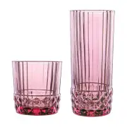 12pc America '20s Glassware Set Whiskey Highball Glasses 300ml/400ml Lilac Rose