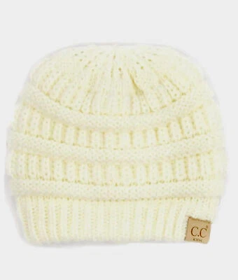 Kids Ivory Fuzzy Lined Authentic C.C Exclusives Beanie Hat NWT In pkg