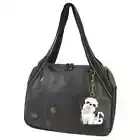 New Chala Bowling Zip Tote Large Bag BLACK Coin Purse WHITE SHIH TZU Coin Purse