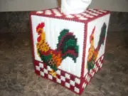 TISSUE BOX COVER - HANDSOME ROOSTER - Plastic Canvas