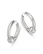 Bloomingdale's Fine Collection Large Tube Ball Hoop Earrings in Sterling Silver