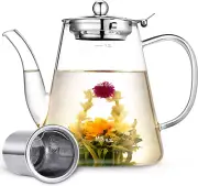 Glass Teapot, 1200Ml (40Oz) Teapot with Removable Infuser for Loose Tea and Blo