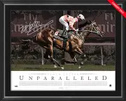 Black Caviar Hand Signed Unparalleled Horse Racing Lithograph Framed Peter Moody