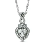 0.17 CT. T.W. Composite Natural Diamond Heart Frame with Infinity Pendant in Sterling Silver