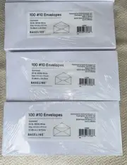 NEW Sealed BASELINE Gummed #10 Business Envelopes White 300 Count BL58388
