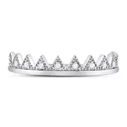 14k White Gold Round Diamond Chevron Stackable Band Ring 1/10 Cttw