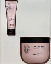 Crabtree & Evelyn Evelyn Rose Velvet Body Melt Cream 8.4 oz & Satin Hand Cream