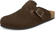 [Intini] Clogs Women's Men's Slippers with Footbed Leather Mules Garden Shoes Closed Comfortable Summer Sandals Slippers 36-46, Coffee, 40 EU