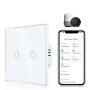 Smart Touch Light Switch in White - Double WLAN Wall Switch Compatible with Alex