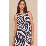 Black Zebra Print Halterneck Top, Black