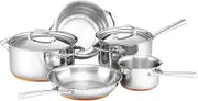 Essteele Per Vita 5-Piece Stainless Steel Cookware Set, Induction, Gas and Electric Compatible, Copper Base, Dishwasher & Oven safe, Silver