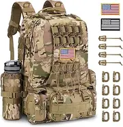 EZshoot Tactical Backpack for Men 60L Large Military Backpack Army Assault Pack Detachable Rucksack with Water Bottle Holder