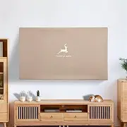 XJMXLH All-Inclusive Lcd Tv Cover Dustproof 32-100in Flat/Curved Tv Universal Thickened Suede Sun Protection Tv Protective Film(85inch,Khaki-deer)