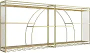 Metal Wine Rack Bar Shelves Wall Mounted with Hanging Wine Glass Rack Liquor Bottle Display Shelf Floating Bar Cabinet for Home Bar Kitchen Dining Room/D-Double/2 Layers