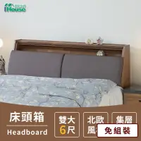 在飛比找momo購物網優惠-【IHouse】奧斯陸 北歐風格 集層木床頭箱 雙大6尺