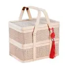 Chinese Style Bamboo Basket Double-Layer Bread Storage Basket Lantern Festival