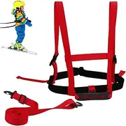 Kids Ski Harness, Heavy Duty Ski Shoulder Training Harness, Adjustable Training Leash for Kids Skating, Skateboarding, Snowboard, Roller Skating (Black)