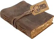moonster Vintage Leather Notebook - 240 Pages Wood-Free Cotton Paper - Handmade Vintage Notebook Diary Leather Sketchbook Leather Notebook Leather Notebook Leather Book A5 20 x 15 cm