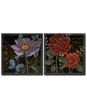 Ready2HangArt Gilt Slate Flora I/II 2pc Wrapped Canvas Wall Art by Norman Wyatt