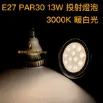 【築光坊】保固二年 PAR30 12燈13W LED 3000K 暖白光 E27投射燈(非PAR38) 投射燈泡