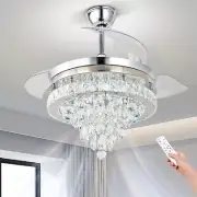 Finktonglan 42' Modern Crystal Fandelier Ceiling Fan with Lights Remote Contr...